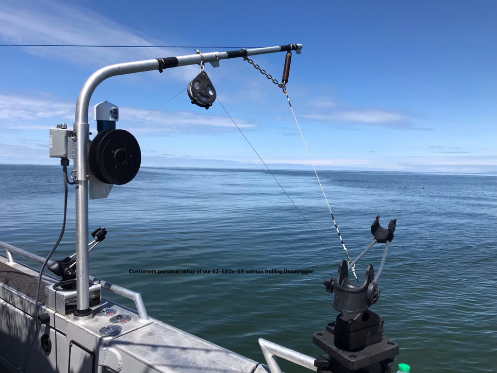 EZ Puler E80x-SL Down rigger custom setup on a commercial fishing boat